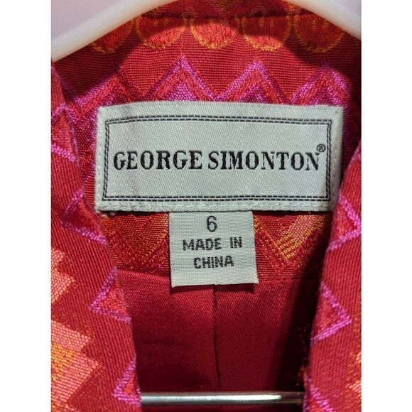 George Simonton Women's Hot Pink Orange Geometric Pattern Rhinestone Buttons Ski - Picture 12 of 13